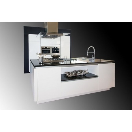 (12) hoogglans greeploos met graniet en eiland